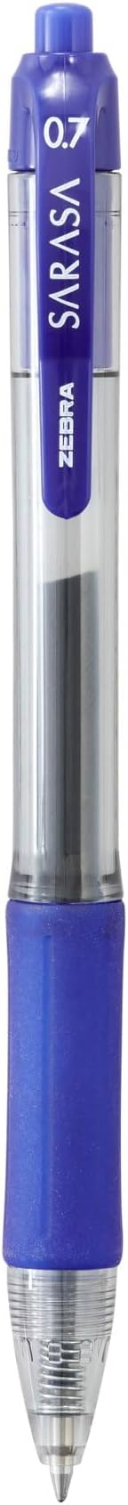 ZEBRA Pen Sarasa Coloured Pens, Fine Point Gel Pens For Adult Colouring, Smear-Proof Gel Pens For Writing, Reliable Retractable Gel Pens For Kids & Adults, Colour ZEBRA Pens Set, 12 Pk - Blue Ink