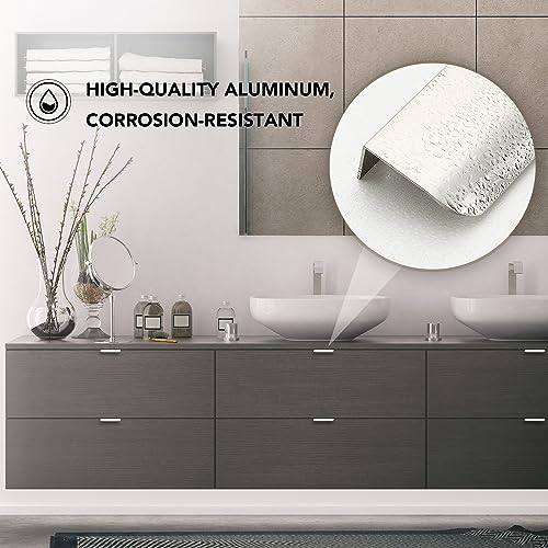 Image of Ravinte Silver Finger Edge Pulls Drawer Edge Pulls 102mm /4 inch 6 Pack | Concealed Handle Style, Low-Profile Finger Grip, Cabinet Edge Mount, 150mm /5.9 in, For Cabinets, Drawers, Cupboards, Kitchen