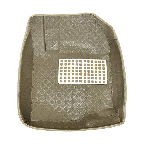 Image of Oshotto 4D Artificial Leather Car Floor Mats Compatible with Maruti Suzuki A-Star - Set of 3 (2 pcs Front & one Long Single Rear pc) - Beige