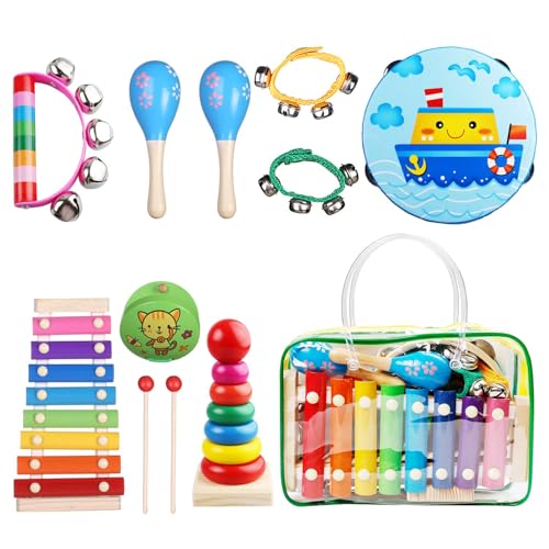 Image of Kids Musical Instruments For Toddlers,Baby Musical Toys For Toddlers,Kid Toys For Girl Gifts,First Birthday Gifts For Boys,Kids Xylophone,Maracas For Baby,Wooden Instruments Toddler Toys With Bag