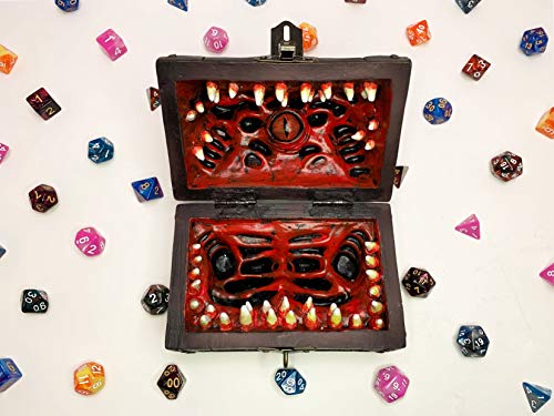 Conjurer Co Mimic Chest Dice Storage Box | DND Lockable Vault | Gift for Dungeons & Dragons Players, Dungeon Master/DM or RPG Gaming | D & D Holder Case | Holds 4 Sets of Polyhedral Dice or 28 Die - Thumbnail 5