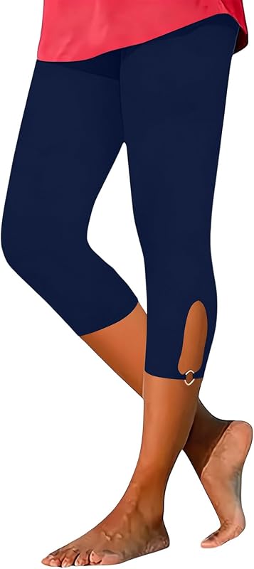 Women Yoga Capri Leggings with Cutout Loop Detail