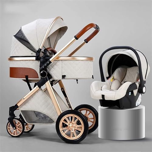 OHaGin Sistema de Viaje para Cochecito de bebé Plegable 2 en 1 con Asiento para automóvil, cochecitos y cochecitos de bebé Ajustables con Vista Alta, Cochecito con Sistema de Viaje con Cubierta par
