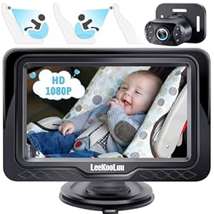 Baby Car Camera Ease Installation – Gift for Newborn Protect Baby’s Eyes Color Image Clear Night Vision HD 1080P No-Sloshing Hide Lights 150° Wide View Angle for 3 Kids – LK12