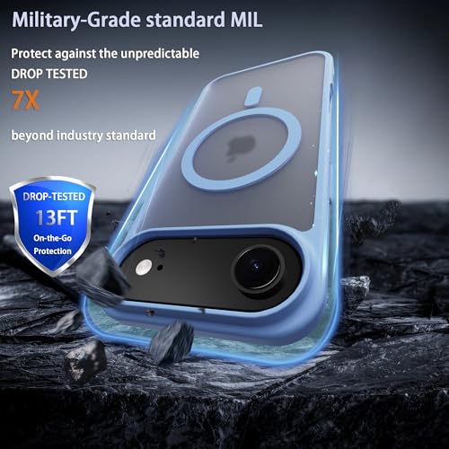 Image of Magnetic for iPhone 17 Air Phone Case, [Compatible with MagSafe], Screen Protector X1, [Military Grade Drop Protection],Matte Finish,Slim,Shockproof,Protective (Light Blue, iPhone 17 AIR)
