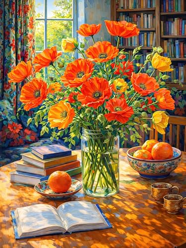 Teemosreal Puzzles for Adults 1000 Pieces, Poppy Flower Jigsaw Art