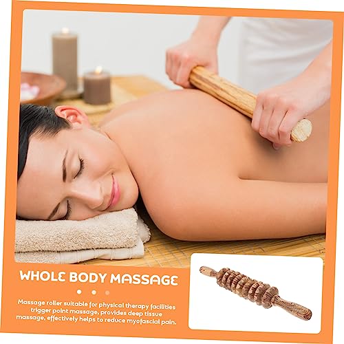 FRCOLOR 2pcs Wooden Massage Stick Wooden Massager Handheld Massager Belly Roller Massager Manual Wooden Roller Muscle Massager Multipurpose Massager Multifunction Scroll Wheel Roller Stick