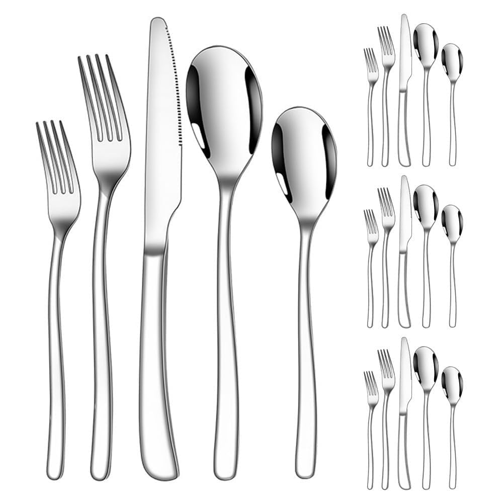 Solido Ispessimento Ponderato Cucina in Acciaio Inox Posate Stoviglie Posate Set Di Posate Hotel Casa Coltello Da Bistecca Cucchiaio Forchetta Da Dessert (20 pezzi)