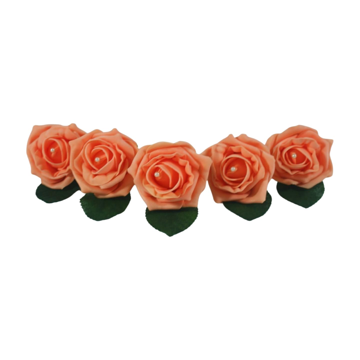 Shimmer-hj 5 Apricot Handmade Rose Buttonholes with Pearl - Artificial Flower Boutonniere & Corsage for Weddings, Proms, Bride, Groom, Bridesmaid & Guests โ image 1