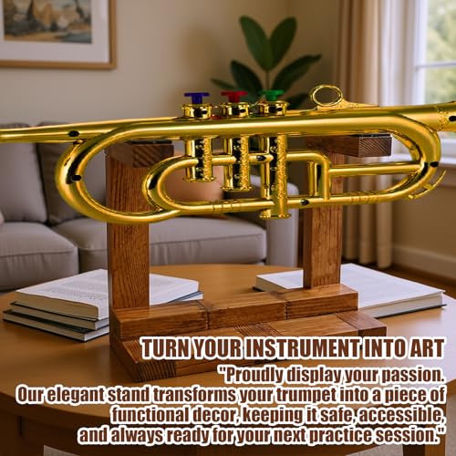 image for Bantlou Solid Wood Trumpet Stand, Universal Desktop Trumpet Stand, Ins