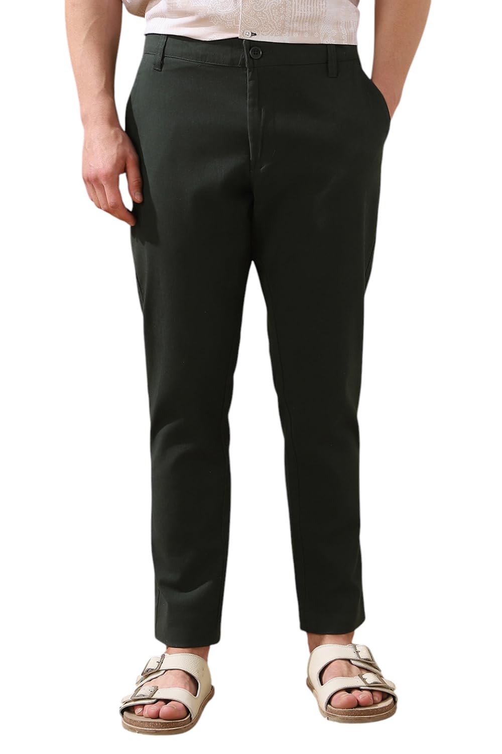 dennis lingo Men Beige Solid Straight Fit Chinos-picture-49