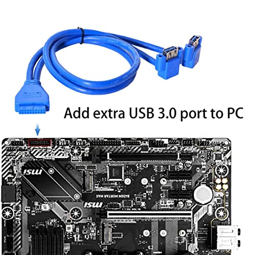 ChenYang CY USB 3.0 Type A Dual Socket Up Angled to Motherboard 20 Pin 19 Pin Box Header Slot Panel Mount Cable 50 cm - Image 4
