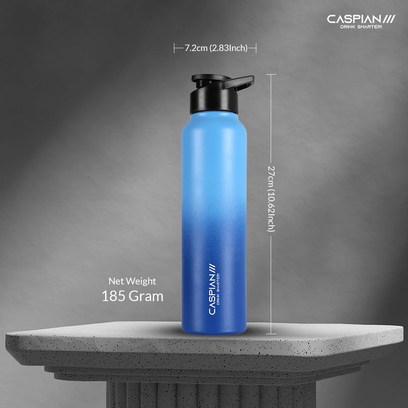 Image of CASPIAN / / / Hike Stainless Steel Customize Sipper Water Bottle Leak Proof Thunder for Fridge Home Office Travel School Kids Boys Girls Adults Sports Gym Yoga (P Blue 1 Litre, Set of 1)