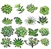 MAXZONE Fake Succulents 16pcs Artificial Succulents Picks Unpotted Faux Succulent Assortment in Flocked Green in Different Type Different Size Succulents Echeveria Agave Floral