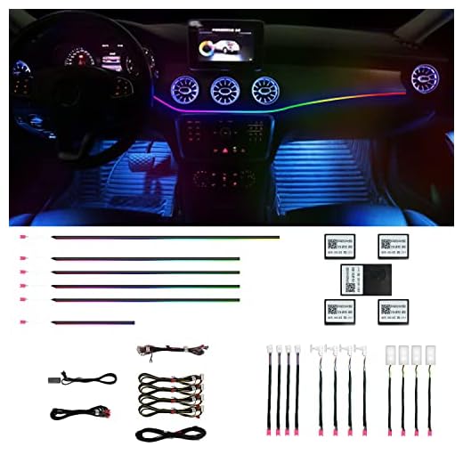 HMYC Car Interior Ambient Lights,18 in 1 128 Colorful LED Acrylic Fiber Optic Strip,Universal Multiple Modes Decoration Atmosphere with Music Sync Rhythm,APP Control,RGB Neon Lighting for All Cars