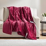Picture of Beautyrest Heated Blanket, Electric Throw Blanket, Soft, Warm, Reversible Plush - Sherpa Heating Blanket Throw, 3 Heat Settings, 2 hr Auto Shut Off, Machine Washable, Oversized 60 in x 70 in, Red