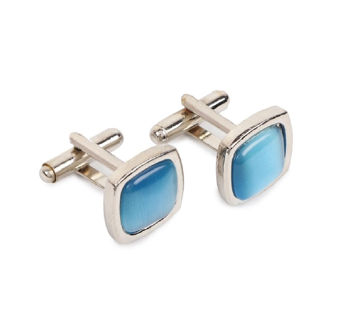 FashMade Blue Square Cufflinks for Men | Stainless Steel with American Stone | Anti-Rust Finish | Elegant Box Included | Formal Accessory for Office & Gifting-image-27