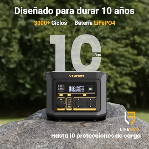 VTOMAN FlashSpeed 600 Estación de EnergÃa Portátil con Panel Solar 200W - 600W/499Wh BaterÃa LiFePO4 Generador Solar, 80% Carga Rápida en 1H, para Camping, Fiestas, Viajar, Emergencia - Imagen 5