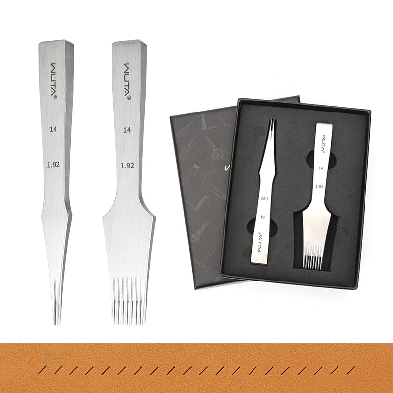 WUTA Leather Chisel All-Polished Die-Steel Puncher French Style Pricking Iron Sharp Leather Punching (Obverse, 1.92mm 2+8Teeth)
