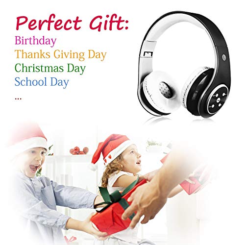OXENDURE Wireless Bluetooth cuffie pieghevoli per bambini bambino leggero portatile auricolare con microfono Sport Cuffie Hi-Fi Audio Volume (Nero)