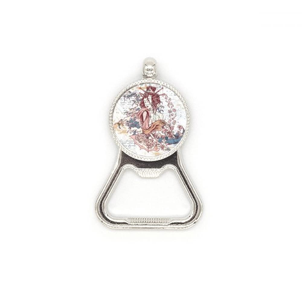 Décapsuleur Geisha Kimono en acier inoxydable avec motif de vagues japonaises