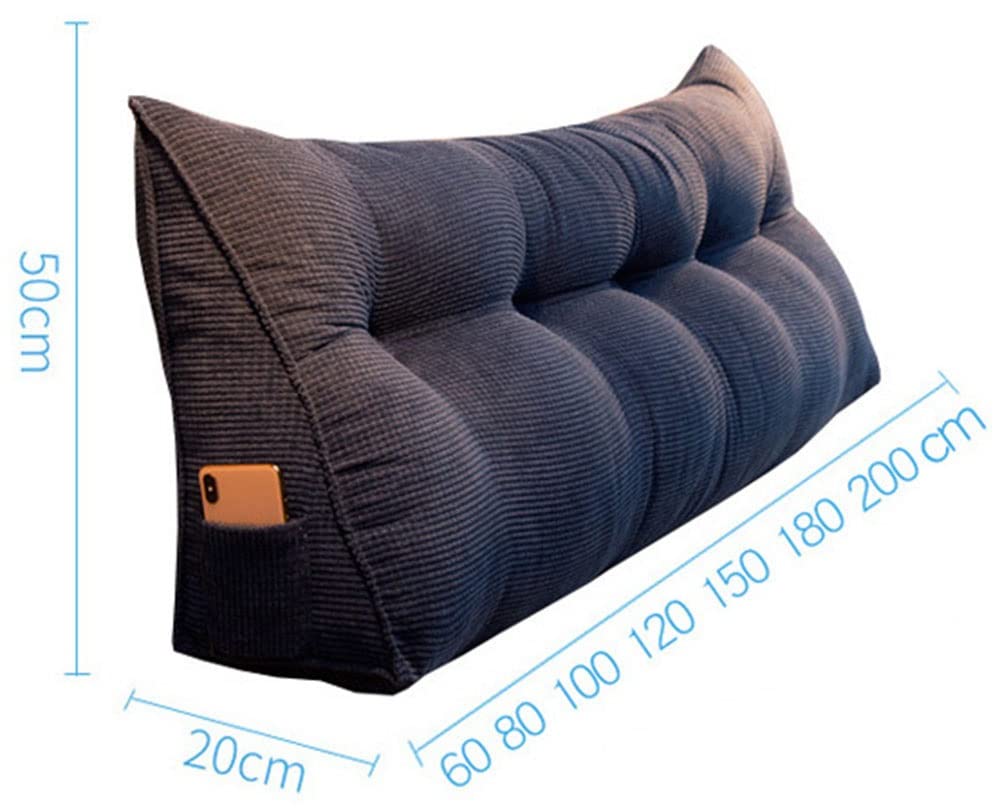 Almohada triangular para cabecero lumbar, apoyo lumbar, cojín de lectura, almohada de posicionamiento para mesita de noche, cómoda, color verde fruta, 120 x 20 x 50 cm