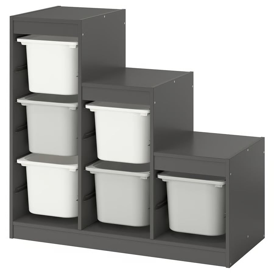 ZRIZAURA TROFAST Storage combination with boxes FRAME 99x44x94 cm trofast storage boxes Office essential frame with storage boxes-GREY (GREY WHITE/GREY)