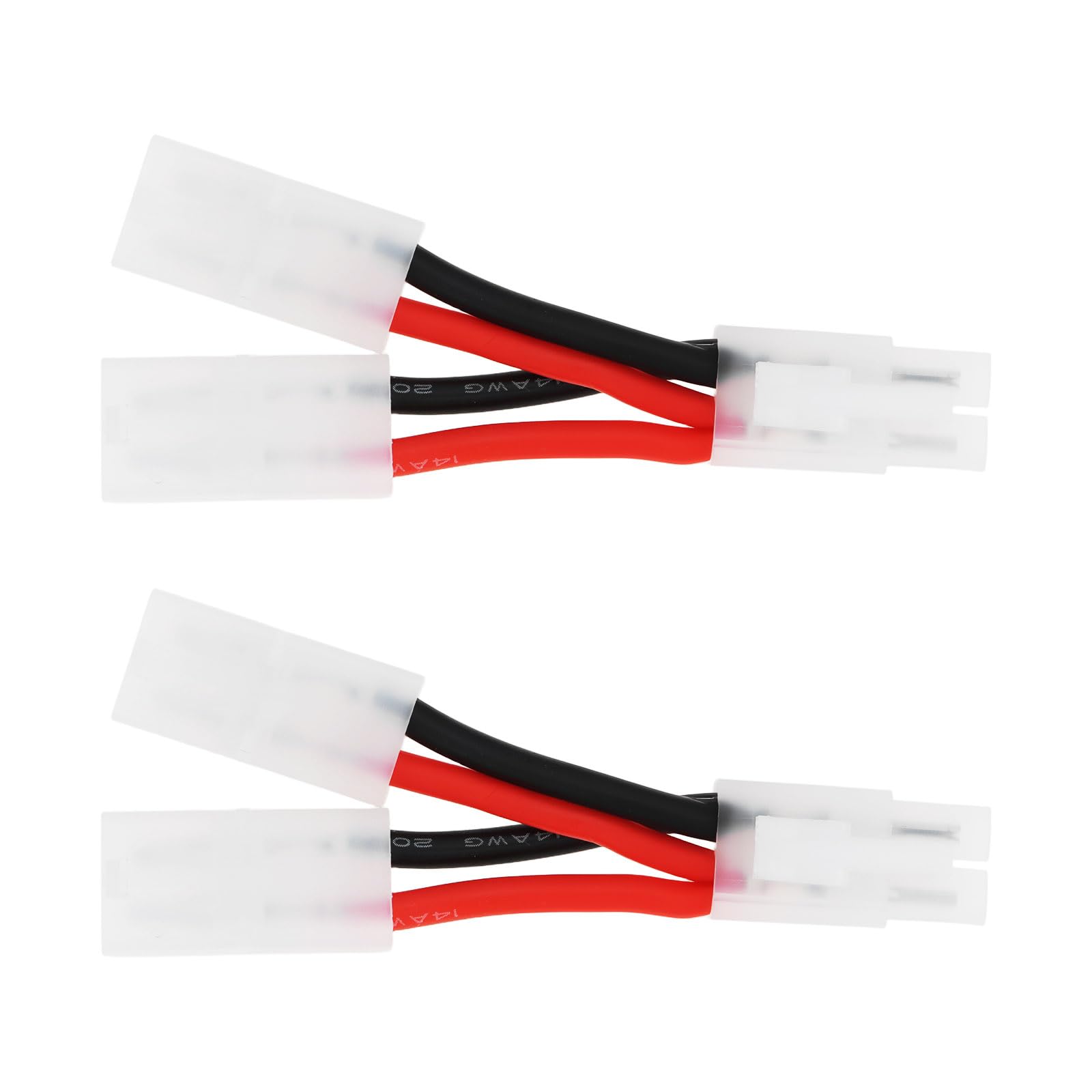 MechPort 2 Pack RC Battery Y Splitter Adapter Cable 14AWG 1 Male to 2 Female 5cm+5cm Compatible with Tami-ya