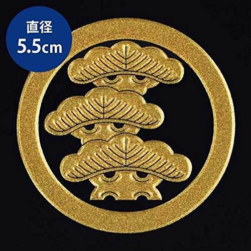 Amazon.co.jp: 家紋 蒔絵シール 家紋ステッカー「丸に左三階松 金