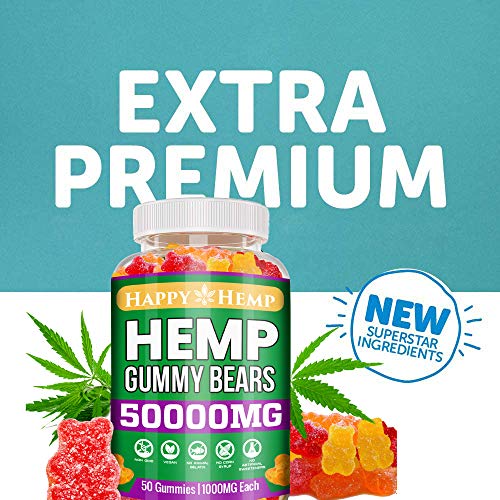 Hemp Gummies for Pain and Anxiety 50000mg Organic Omega 3, 6 & 9 All Natural Stress Relief Premium Extract Sleep Made in USA Mood Zero CBD Oil - Image 7