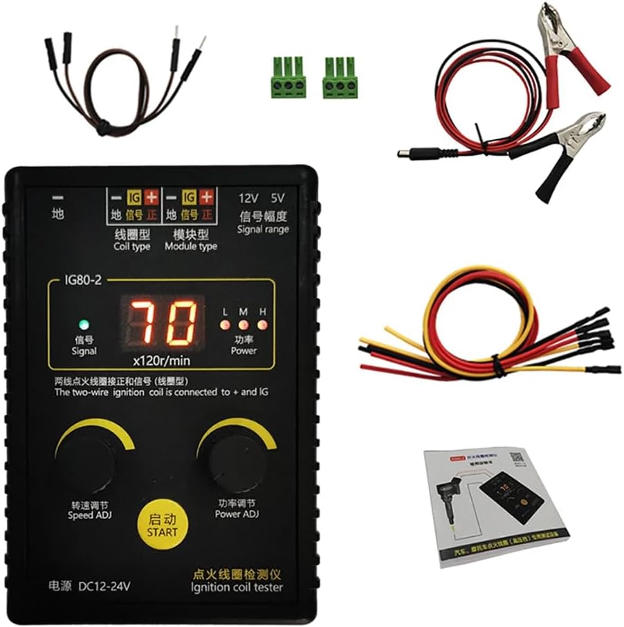 iDili DC12-24V Automotive Ignition Coil Tester Diagnostic Tool for Car Motorcycle Efficient Troubleshooting and Damage Prevention