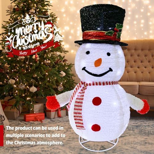 Mini LED Schneemann 77cm Weihnachtsdeko,Beleuchtete Weihnachtsdekorationen Zusammenfaltbar mit 40 LED-Lichter… – Ansicht 6