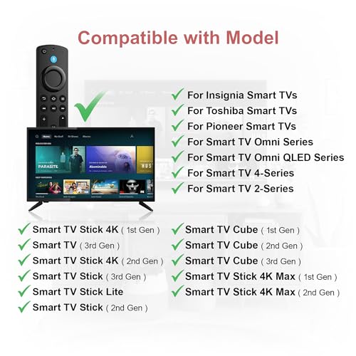 Image of Replacement Remote for All FireSeries,Remote for TV Stick (HD, 4K, 4K Max, Lite),TV Cube,Remote for Insignia,Omni,QLED Series Fire Smart TVs with Voice