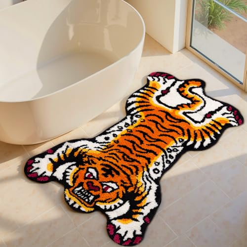 Orange Tibetan Tiger Bath Mat