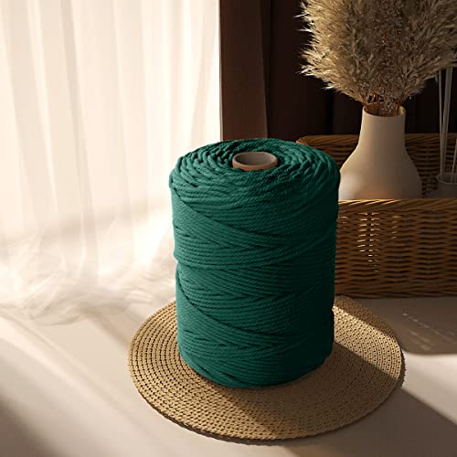 Image of ZUEXT Macrame Cord, Blackish Green, 5mm x 328yds Cotton String Macrame Yarn