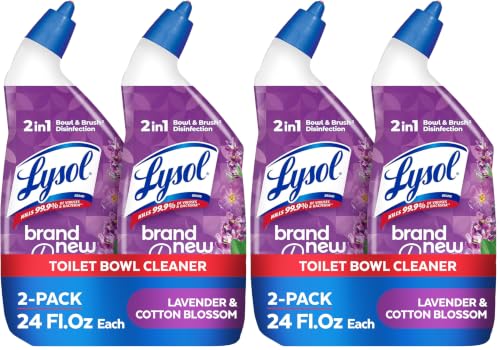 Image of Lysol Toilet Bowl Cleaner Gel, For Cleaning and Disinfecting, Septic Safe Toilet Bowl Cleaner, Lavender & Cotton Blossom Scent, 24 oz, (Pack of 4)