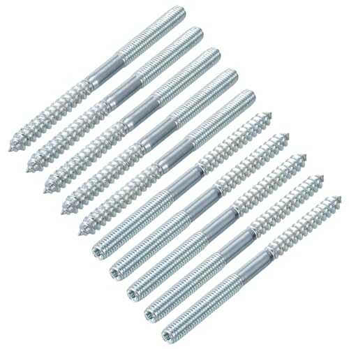 uxcell M6 Hanger Bolts Length 3-5/8"(91mm) Double Headed Bolts Self-Tapping Screw 6mm Wood Joint Furniture Legs 16pcs