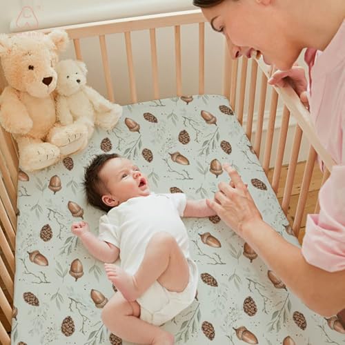Image of BROLEX Baby Fitted Crib Sheets: Kid Crib Sheets - Set of 2 for Toddler Standard Size Crib Mattress for Boys and Girls - Jersey Knit Crib Bed Sheets Bunny Nuts