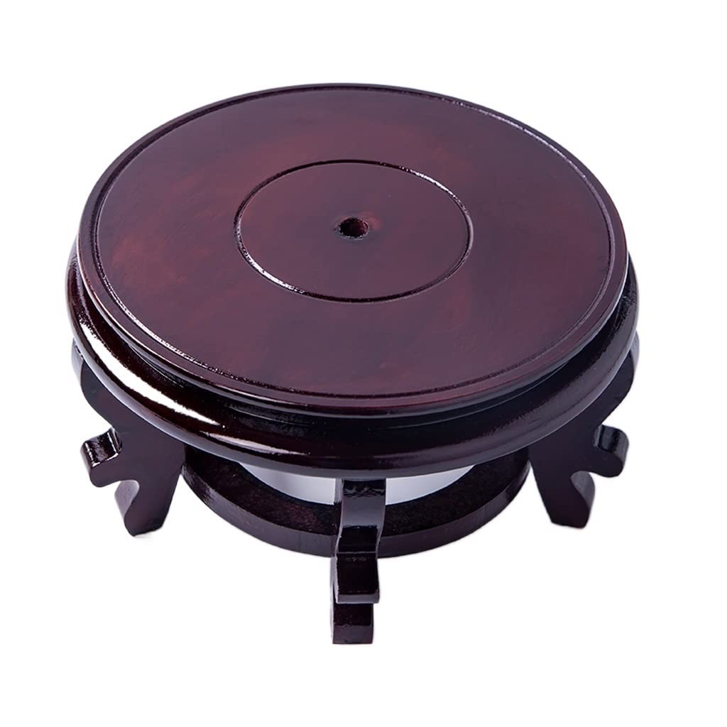 TEESONG Bonsai Pedestal Bonsai Base Round Vase Flower Pot FishTank Wood High Stand Handicraft Ornaments for Home Office Decoration Vase Pedestal Display Stands(16CM)