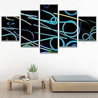 SIGNWIN 5 Panel Canvas Wall Art Modern Art Abstract Closeup Geometric Lights Mixed Media Modern Multicolor for Home Decorations Ready to Hang - 60