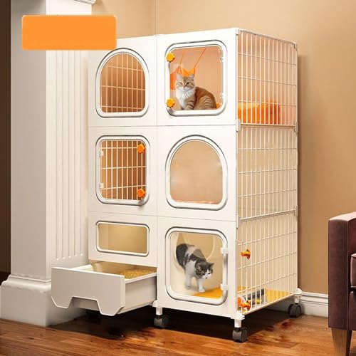 Grand parc pour chat avec bac à litière intégré cage modulable à 3 niveaux