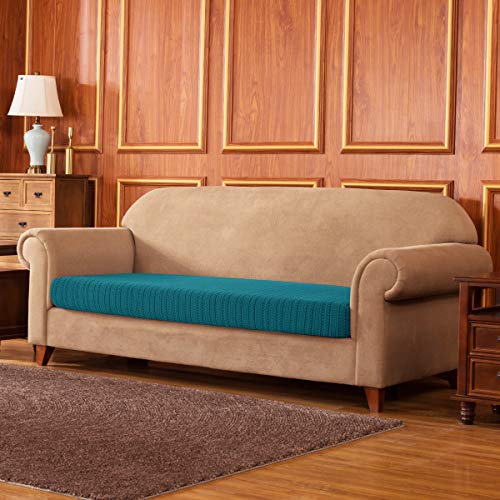 Subrtex Stretch Cushion Cover Striped Jacquard Sofa Cushion Slipcover Sofa Cover Furniture Protector With Elastic Bottom In Living Room(Medium,Blue) #TOP1