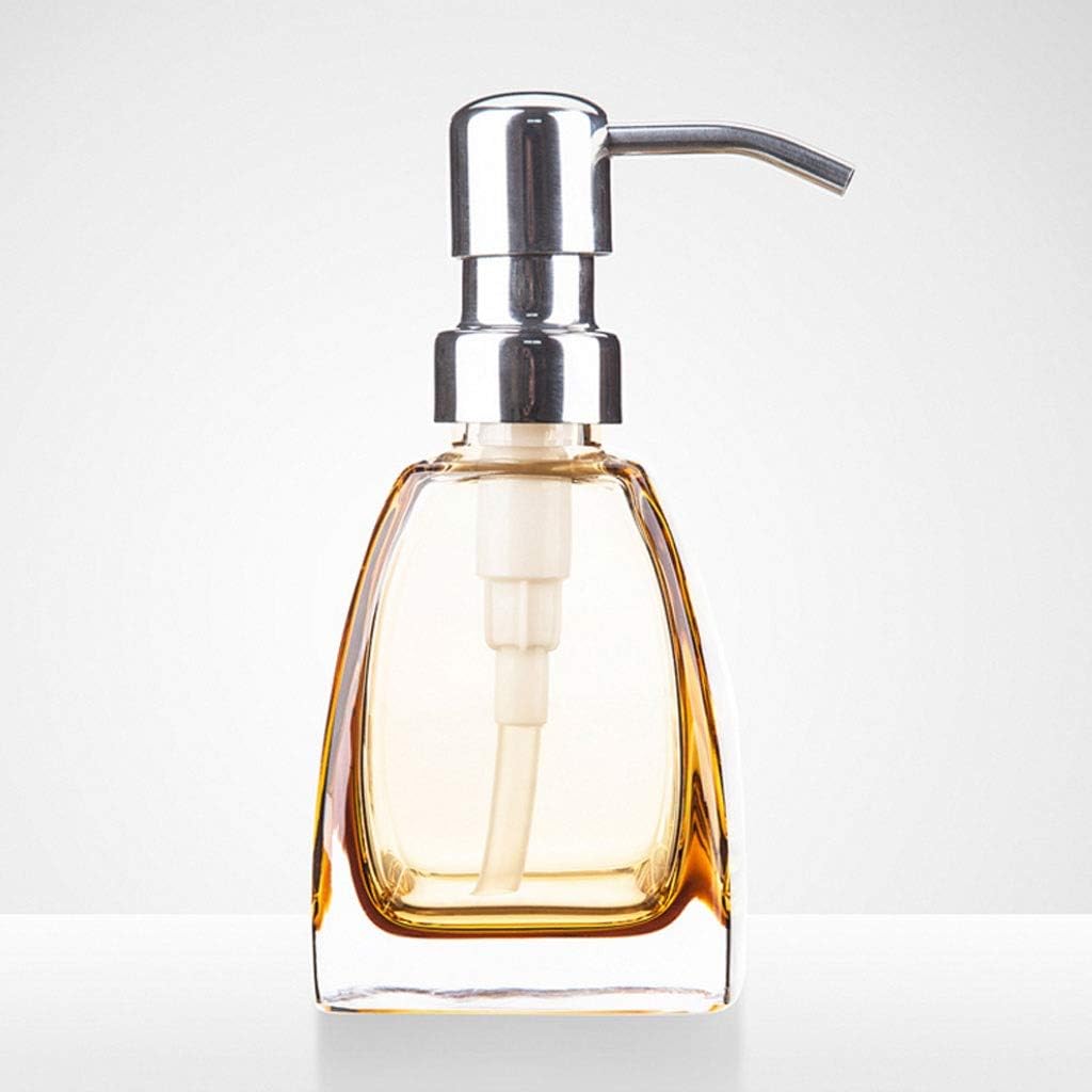 Lotion Dispenser Pump Bathroom Kitchen Clear Crystal Glass Countertop Liquid Containers Liquid Bottle 14.87cm for Kitchen Bathroom (Color : Black) (Yellow)