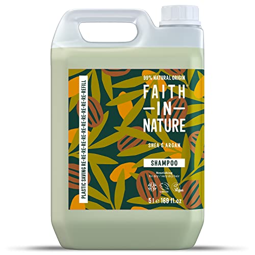 Faith In Nature Natural Shea & Argan Shampoo, Moisturising for Curly Hair & Dry Scalp, Vegan & Cruelty Free, No SLS