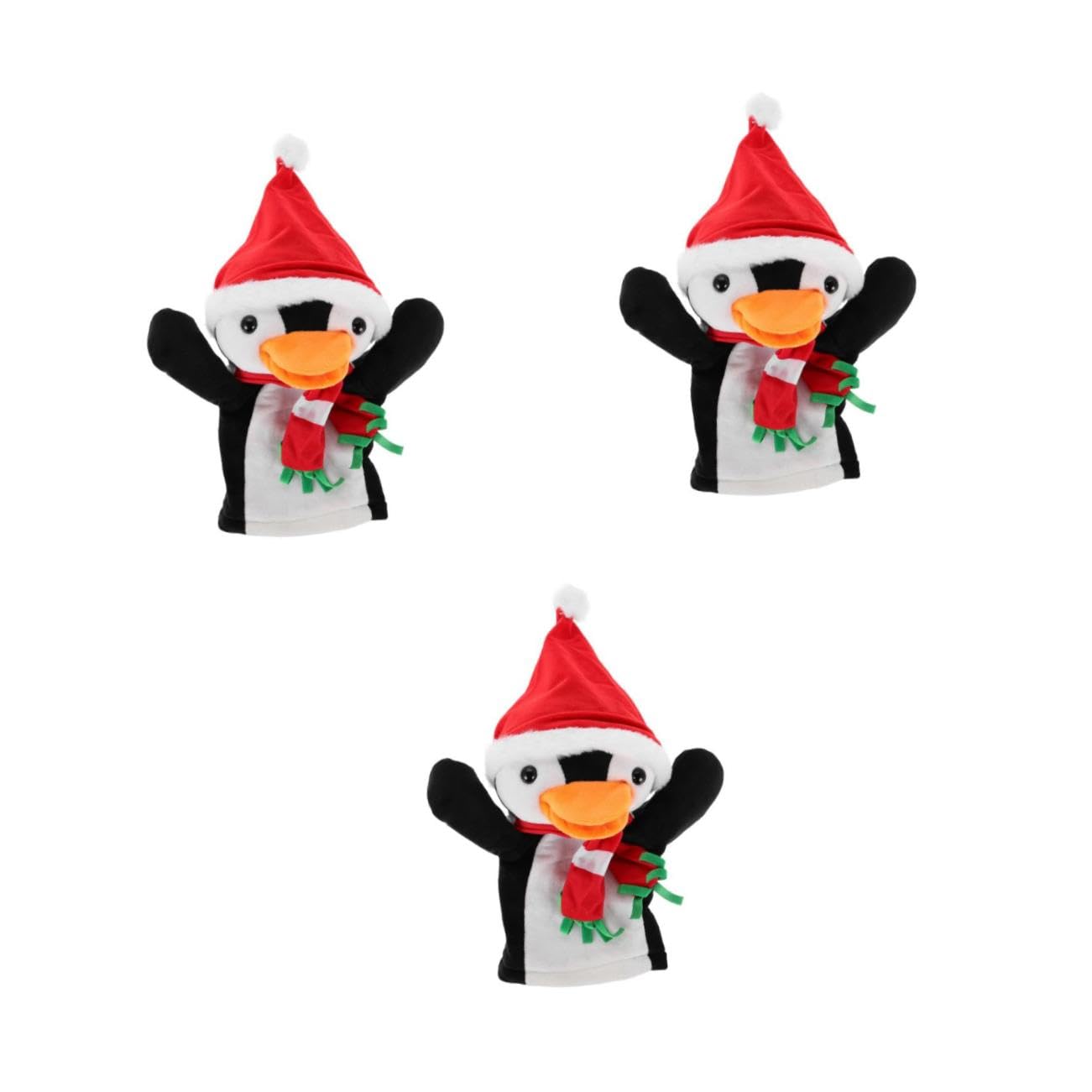 FRCOLOR 3 Piezas Marionetas de Dedo Pingüino de Peluche para Muñecos Interactivos de Mano con Diseño Navideño Juguetes Animales para Narración Festiva