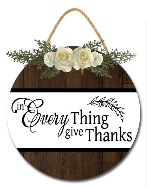 Bidesign In Everthing Give Thanks Welcome Signs for Front Door Porch Rustic Wooden Welcome Plaque for Farmhouse Home Kitchen Living Room Decor Thanksgiving Decorations Outdoor Indoor