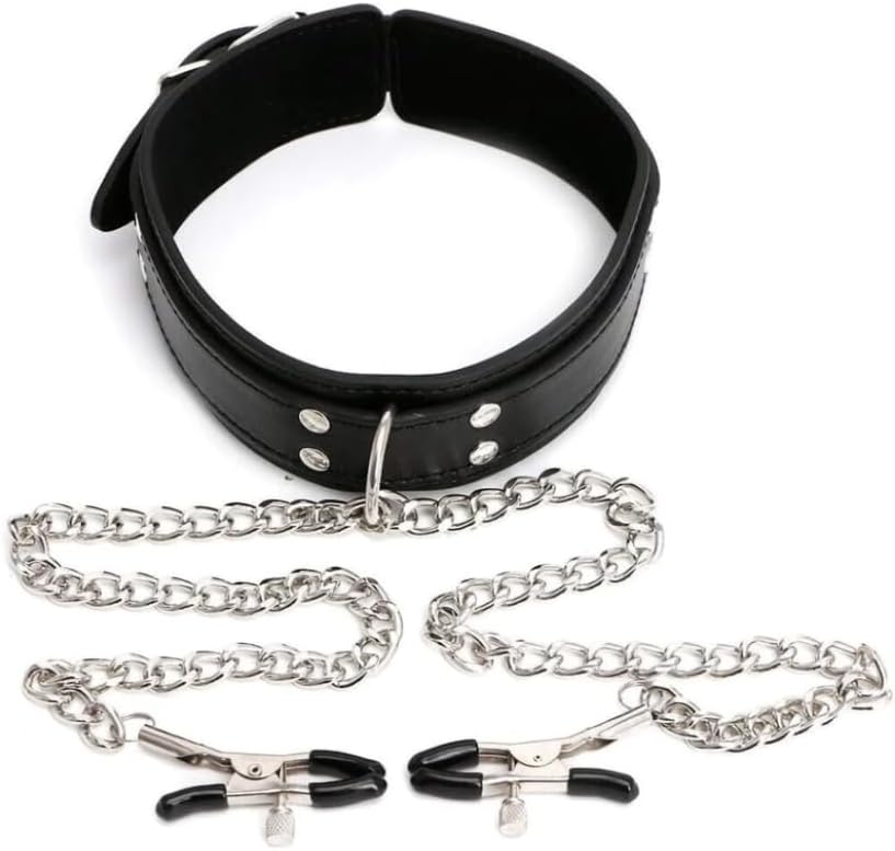 Erotic Nipple Clamps and Collar Set for BDSM Role Play KH30995