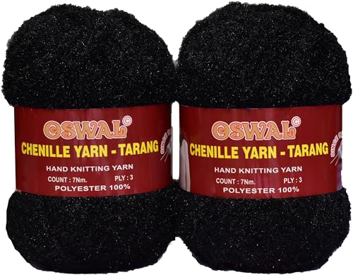 Image of M.G ENTERPRISE Feather Soft Needle Knitting Acrylic Wool (200 g, Black)