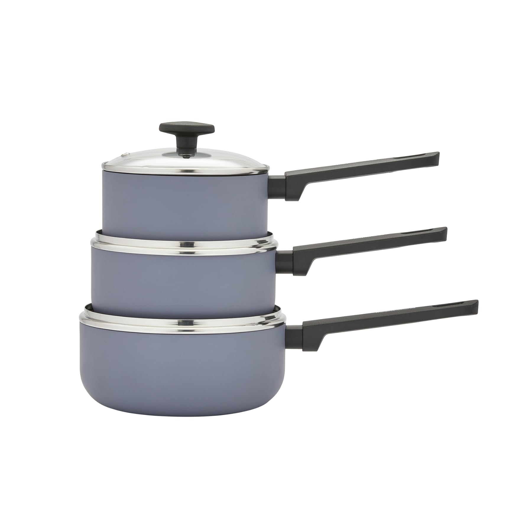Morphy Richards 3-Piece Saucepan Set, Recycled Aluminium, 16cm, 18cm & 20cm Saucepans, Non Stick Coating, Soft Touch Handles, Suitable for All Hobs, Grey, 859002
