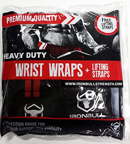 Iron Bull Strength Wrist Wraps & Lifting Straps Combo #TOP4